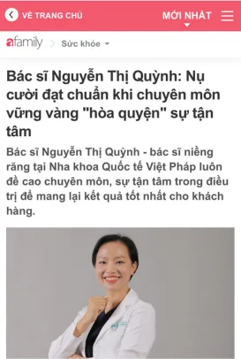 Bài báo Afamily về bác sĩ Nguyễn Thị Quỳnh